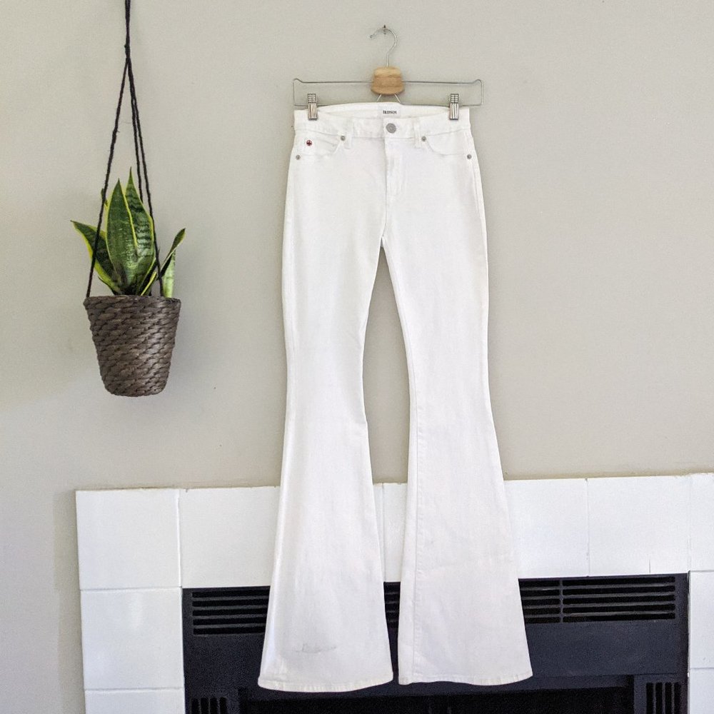 Hudson Mia 5 Pocket White Mid Rise Flare Jean
